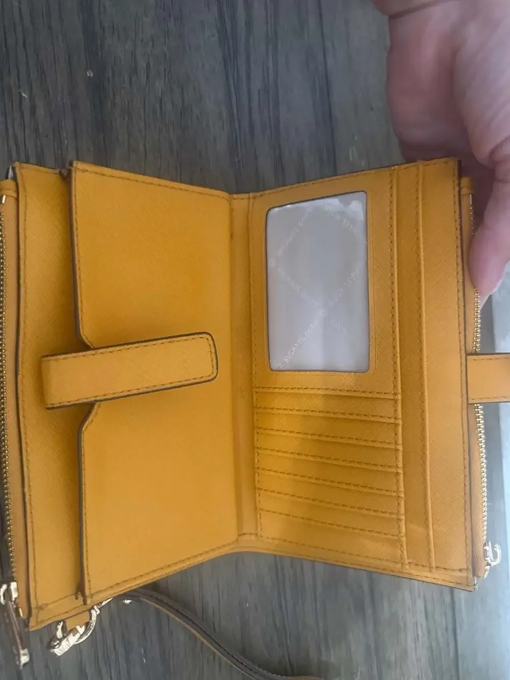 Michael Kors Jet Set Travel Large Saffiano Leather Dbl Zip Wristlet in Marigold